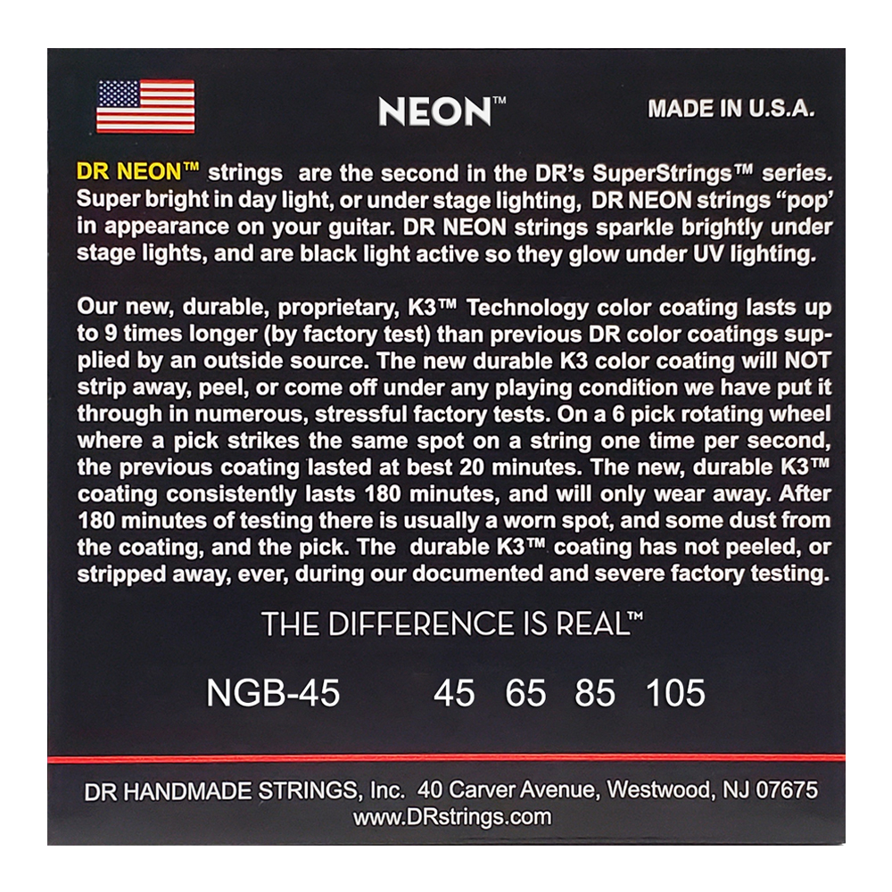 DR Strings Neon Green Bass 45 105 Medium 4 String NGB 45 Stringsshop