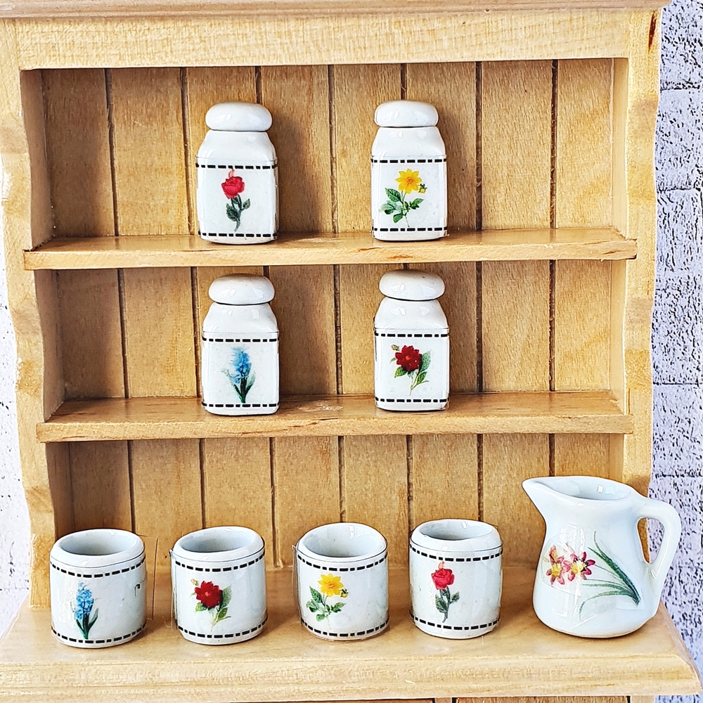 Dollhouse Miniatures Ceramic Tableware Botanic Flower Mini Tiny Valentine Decoration Gift Set
