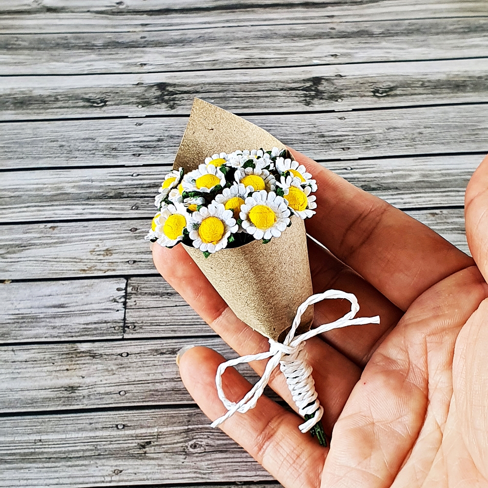 Mulberry Paper Flowers White Daisy Bouquet