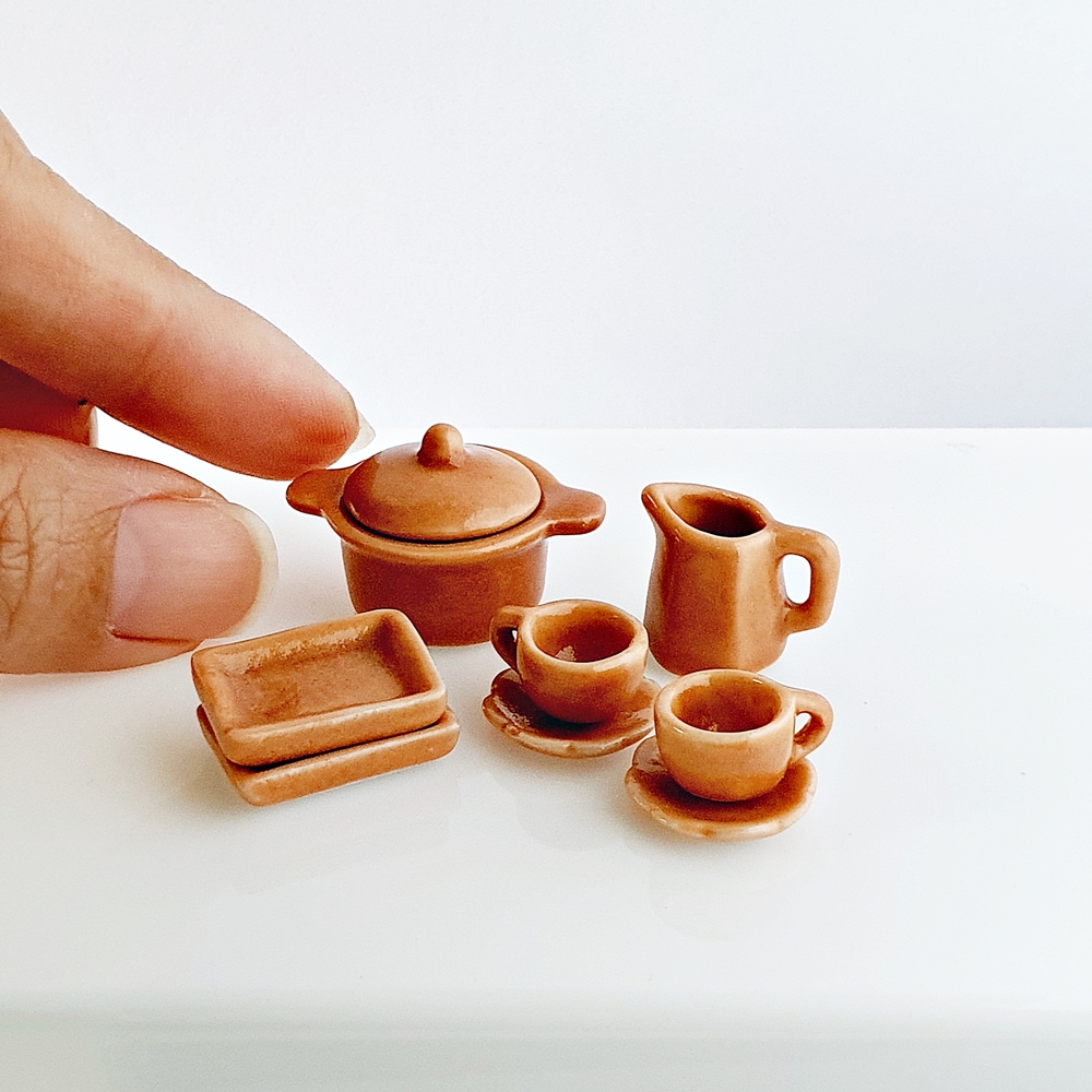 Dollhouse Miniatures Ceramic Tableware Dish Plate Set