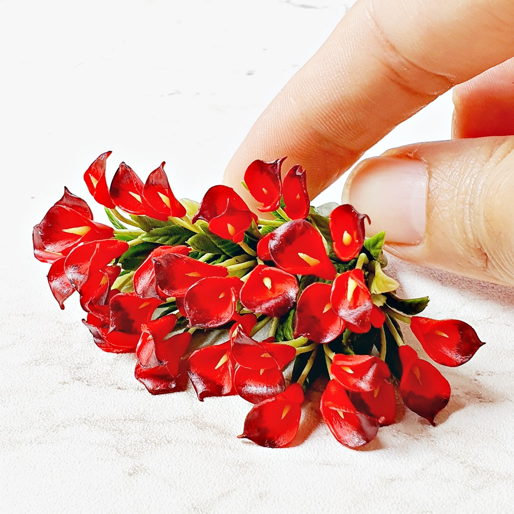 Red Calla Lily flowers Fairy Garden Dollhouse Decoration