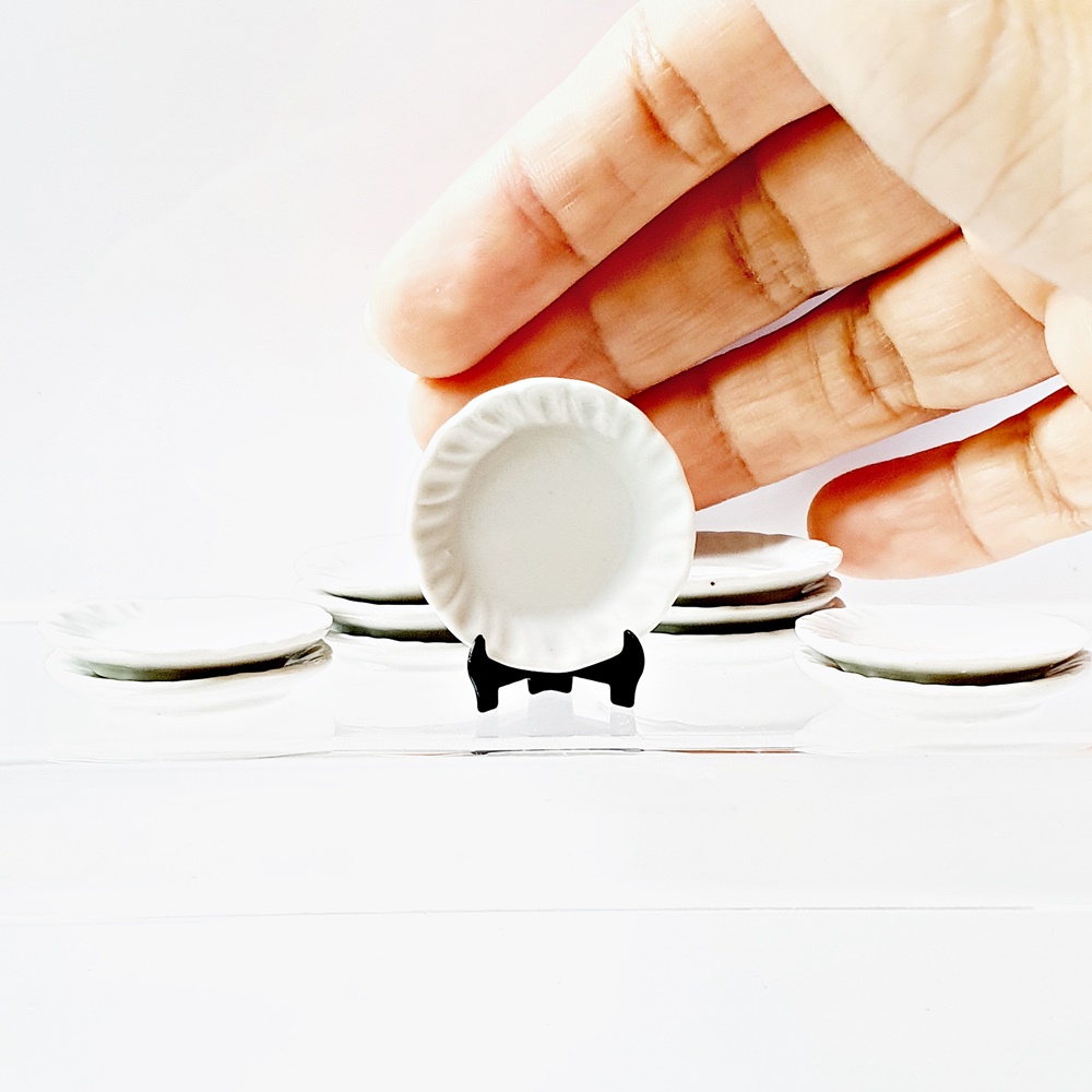 27 mm. Tiny Mini White Ceramic Round Dishes Plates