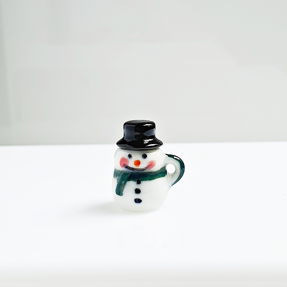 Dollhouse Miniatures Snowman Ceramic Christmas Gift Mini Tiny Decoration Set x2 