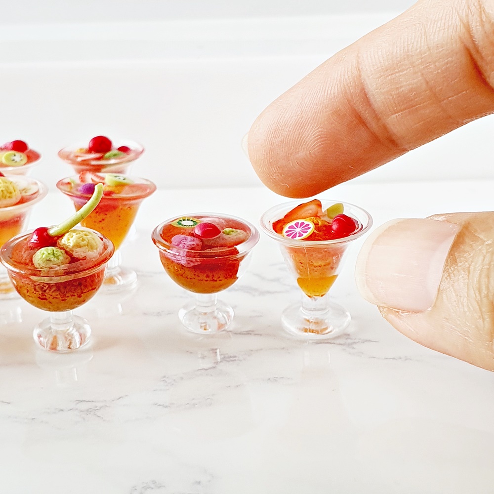 Sweet Jelly Fruit Salad Handmade Miniatures Set 10 Pcs