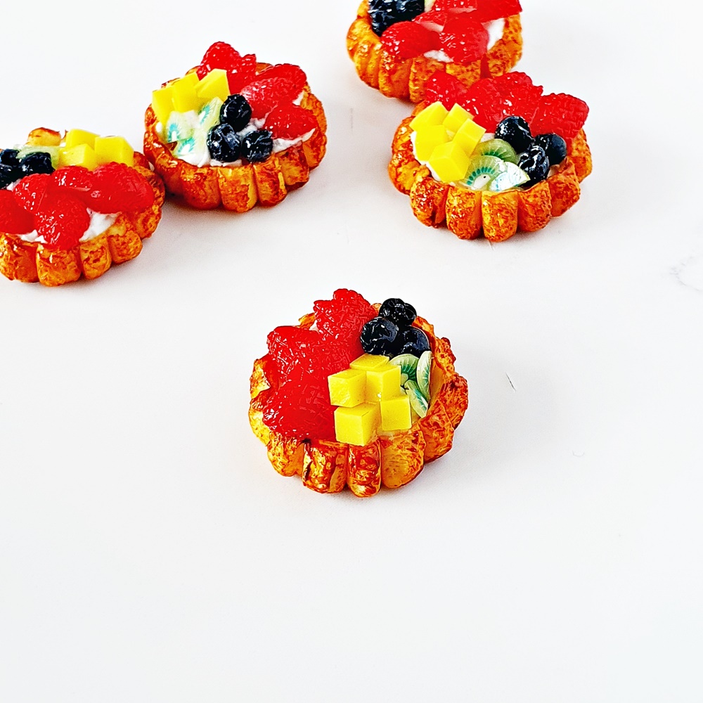 Strawberry Mango Pie Realistic Miniatures Handmade Set 3 Pcs