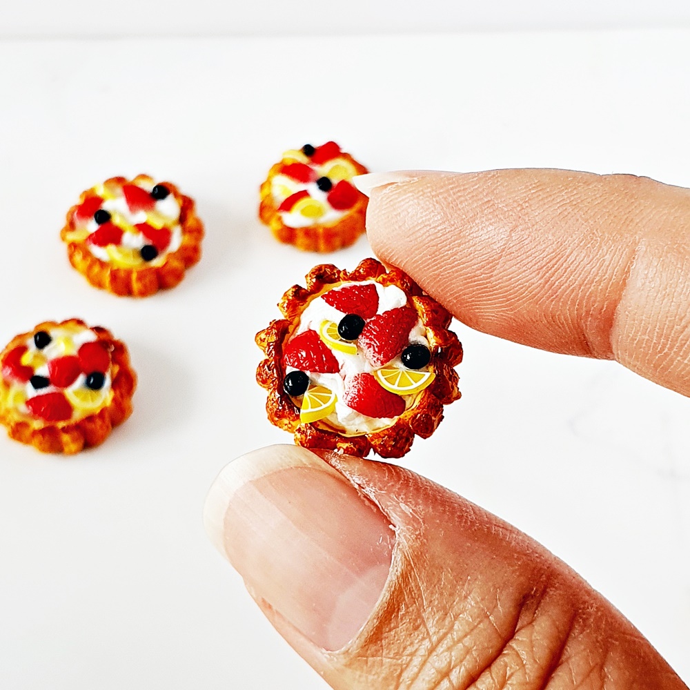 15 mm. Strawberry Orange Pie Realistic Miniatures Handmade