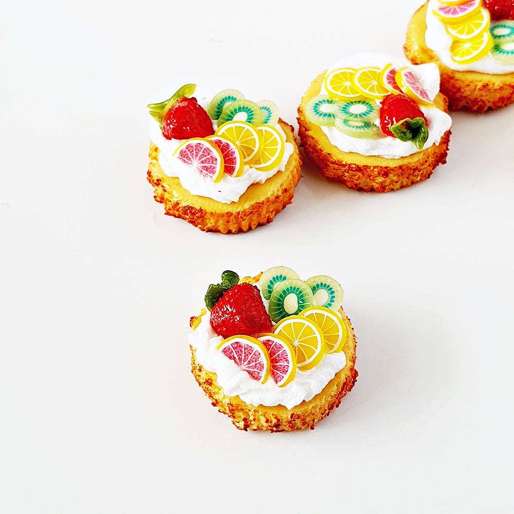 15 mm. Mango Orange Strawberry Pie Realistic Handmade Miniatures