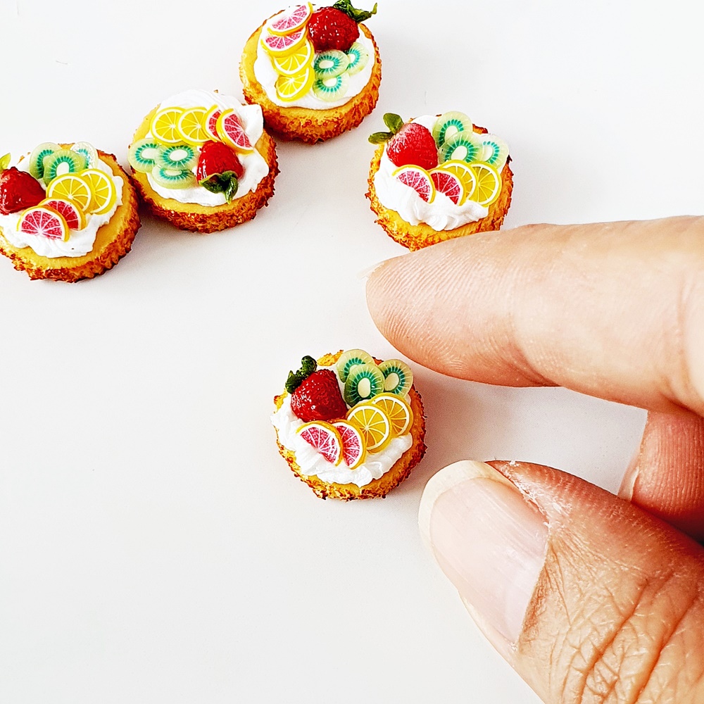 Handmade Miniatures Mango Orange Strawberry Tart Set 5Pcs