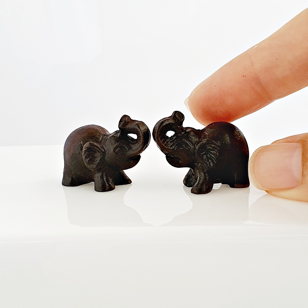 Set 2 Pcs. Miniatures Black Thai Elephant