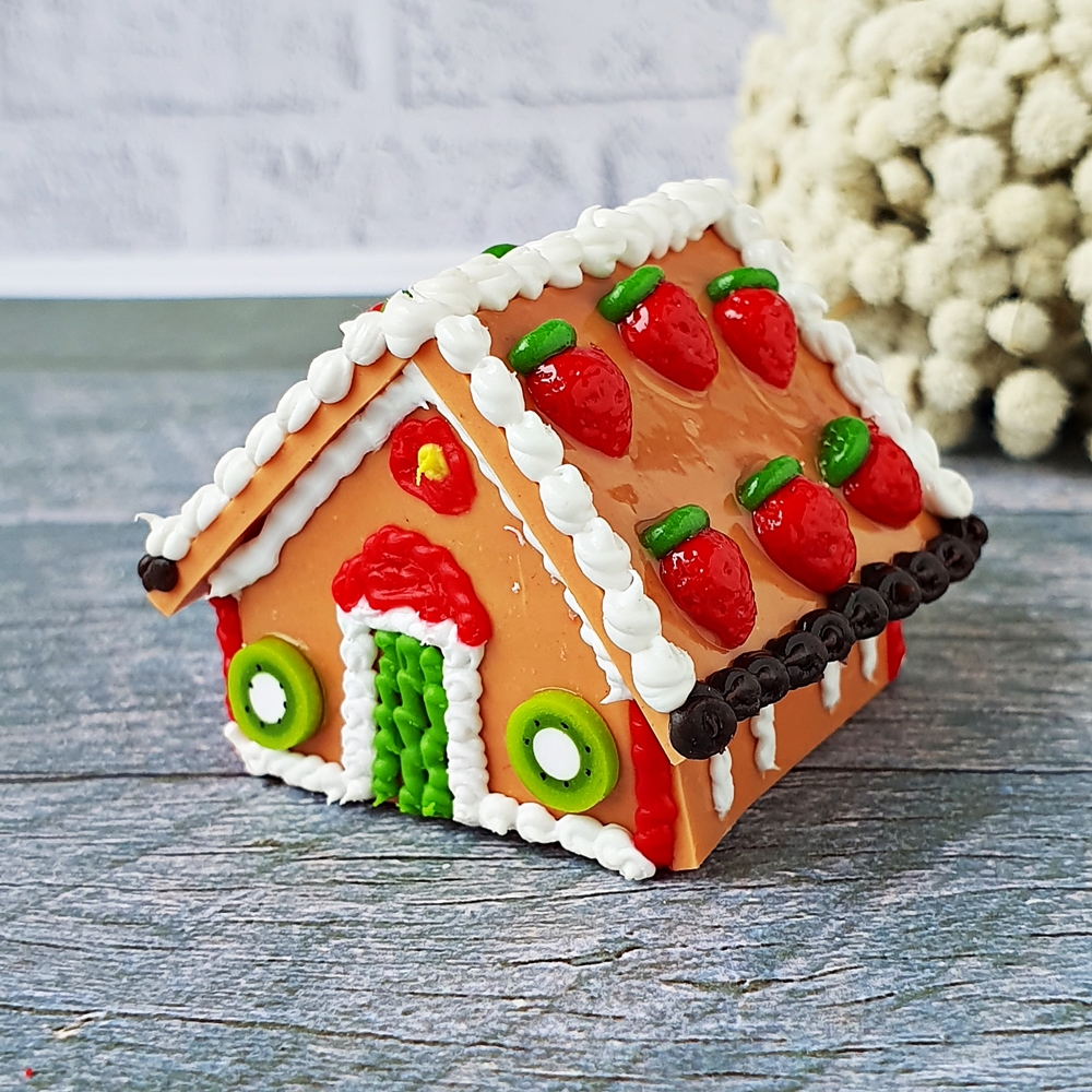 Dollhouse Miniatures Christmas Gingerbread House Sweet Food Bakery X'mas Gift Set