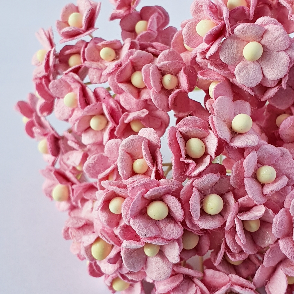 50x Pink Mulberry Paper Flower Crafts Handmade Wedding Card Scrapbooking Miniature