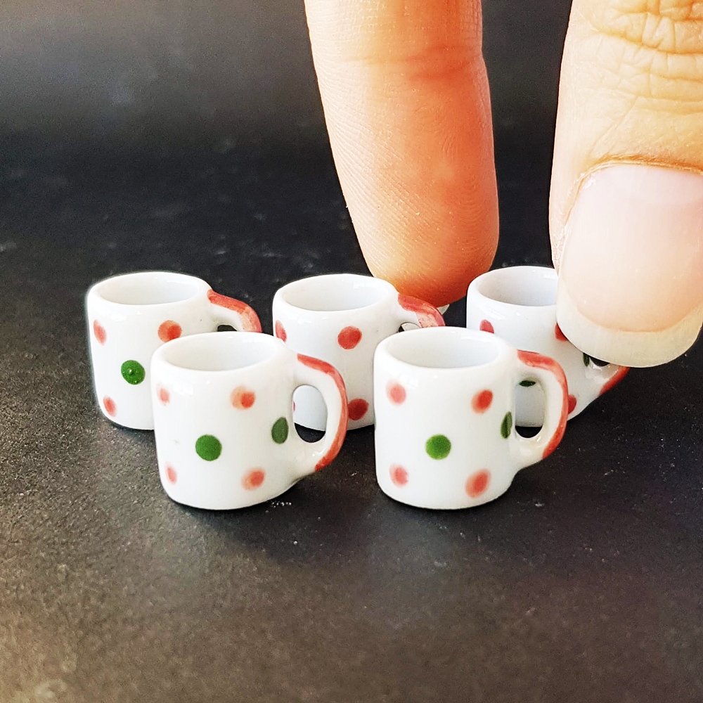 Dollhouse Miniatures Ceramic Coffee Tea Cups Mug Hand Painted