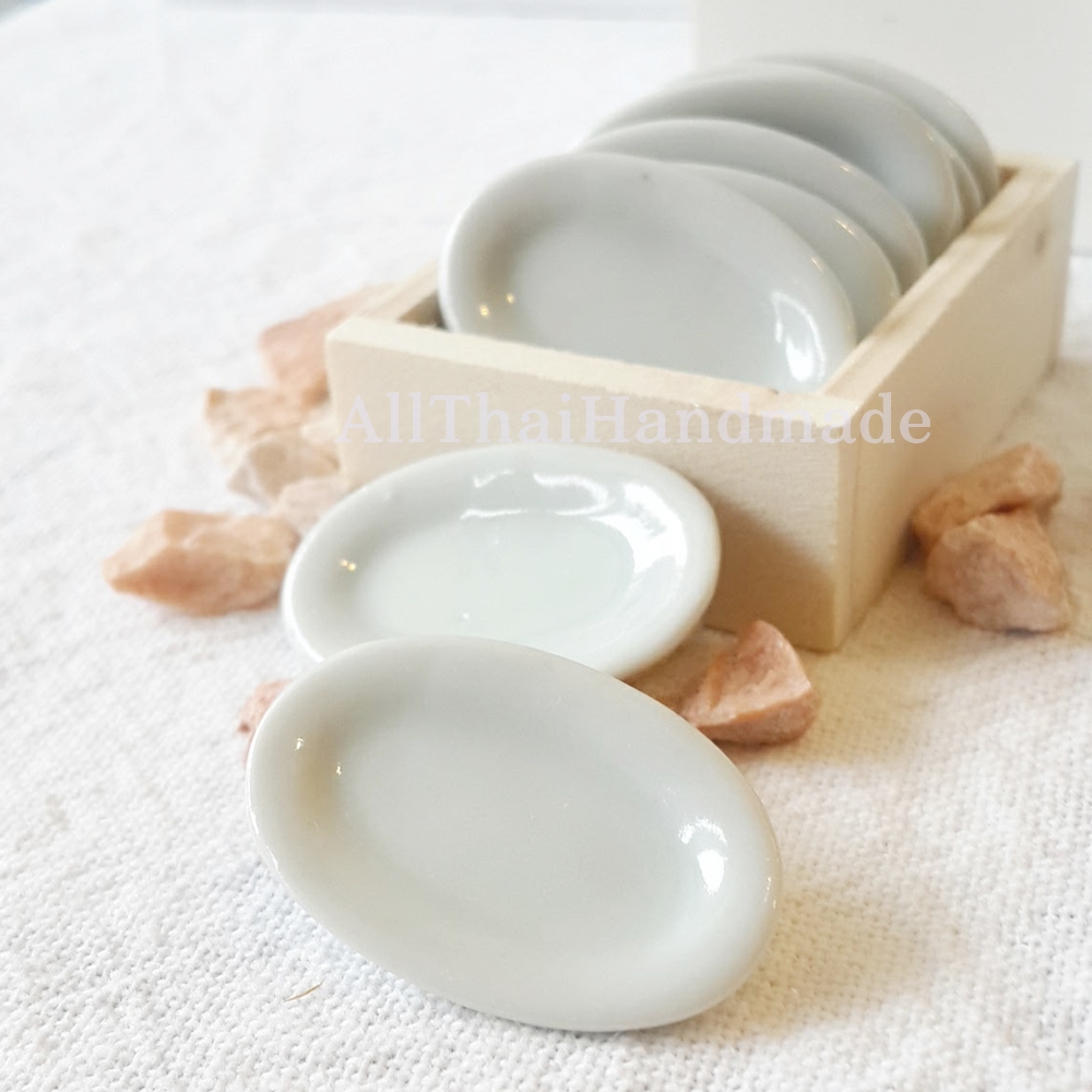 10 x 3 cm. Ceramic White Oval Dish Plate for Dollhouse Miniatures Wholesale Price
