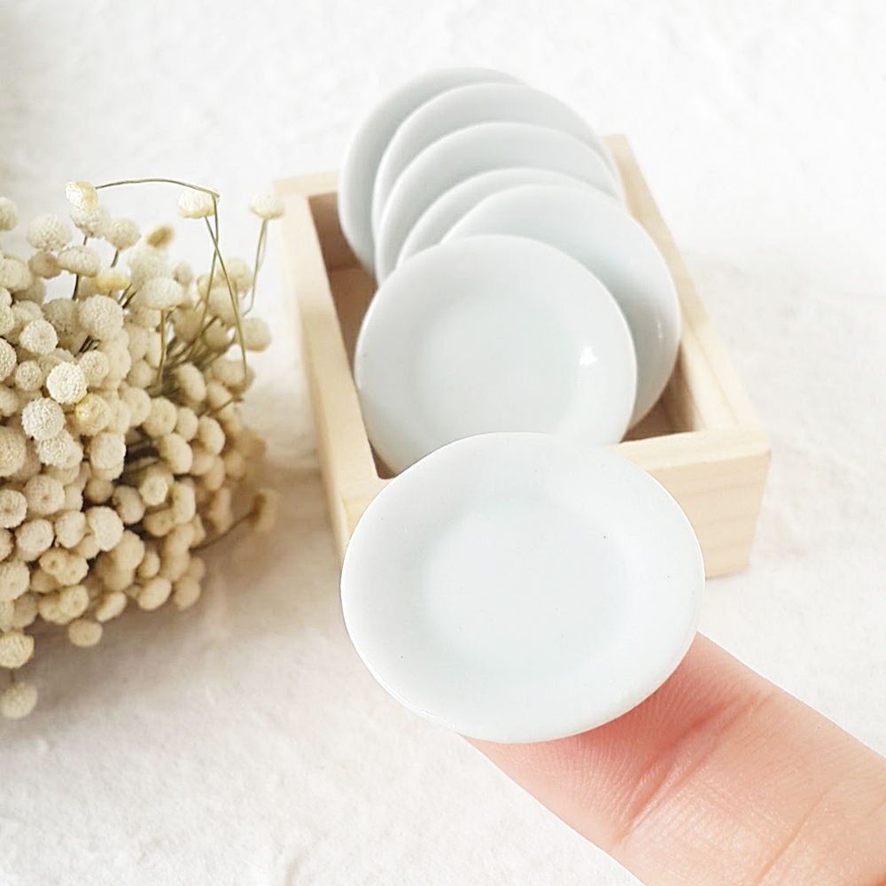 10 x 2.5 cm. Ceramic White Round Dish Plate for Dollhouse Miniatures Wholesale Price 