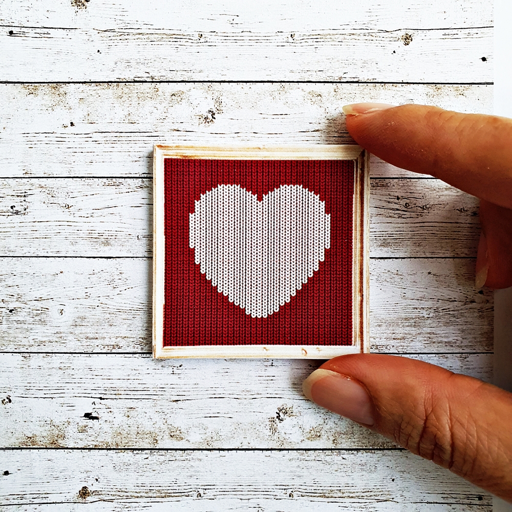 Dollhouse Miniatures Heart Cross Stitch Picture Wall Decoration