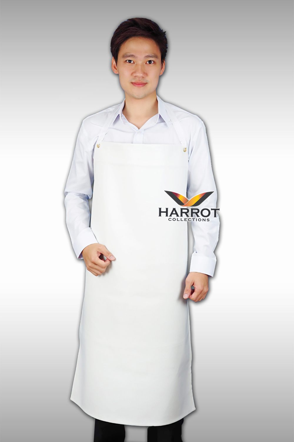 ผ้ากันเปื้อน ผ้ากันเปื้อนเชฟ ผ้ากันเปื้อนพ่อครัว ผ้ากันเปื้อนกุ๊ก ผ้ากันเปื้อนเสิร์ฟ หนังเทียม สีขาว แบบเต็มตัว (FSA0801)