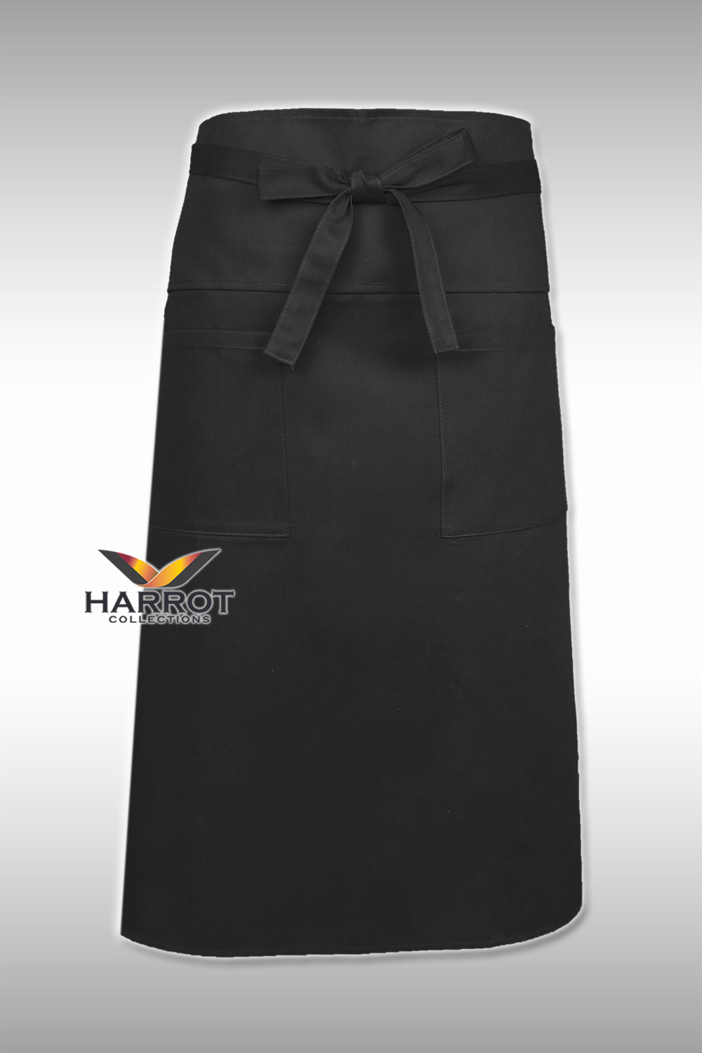 Black Half Long Apron (Long Tie)