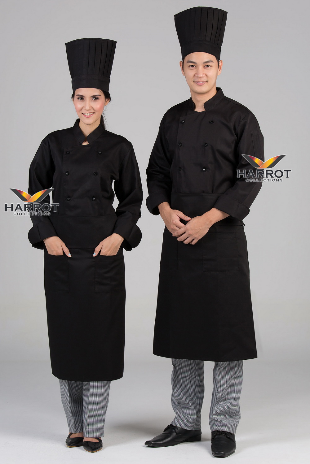 เสื้อกุ๊ก เสื้อเชฟ ชุดเชฟ เสื้อพ่อครัว แขนยาว สีดำ กระดุมถอดได้ สีดำ (FSS0213)