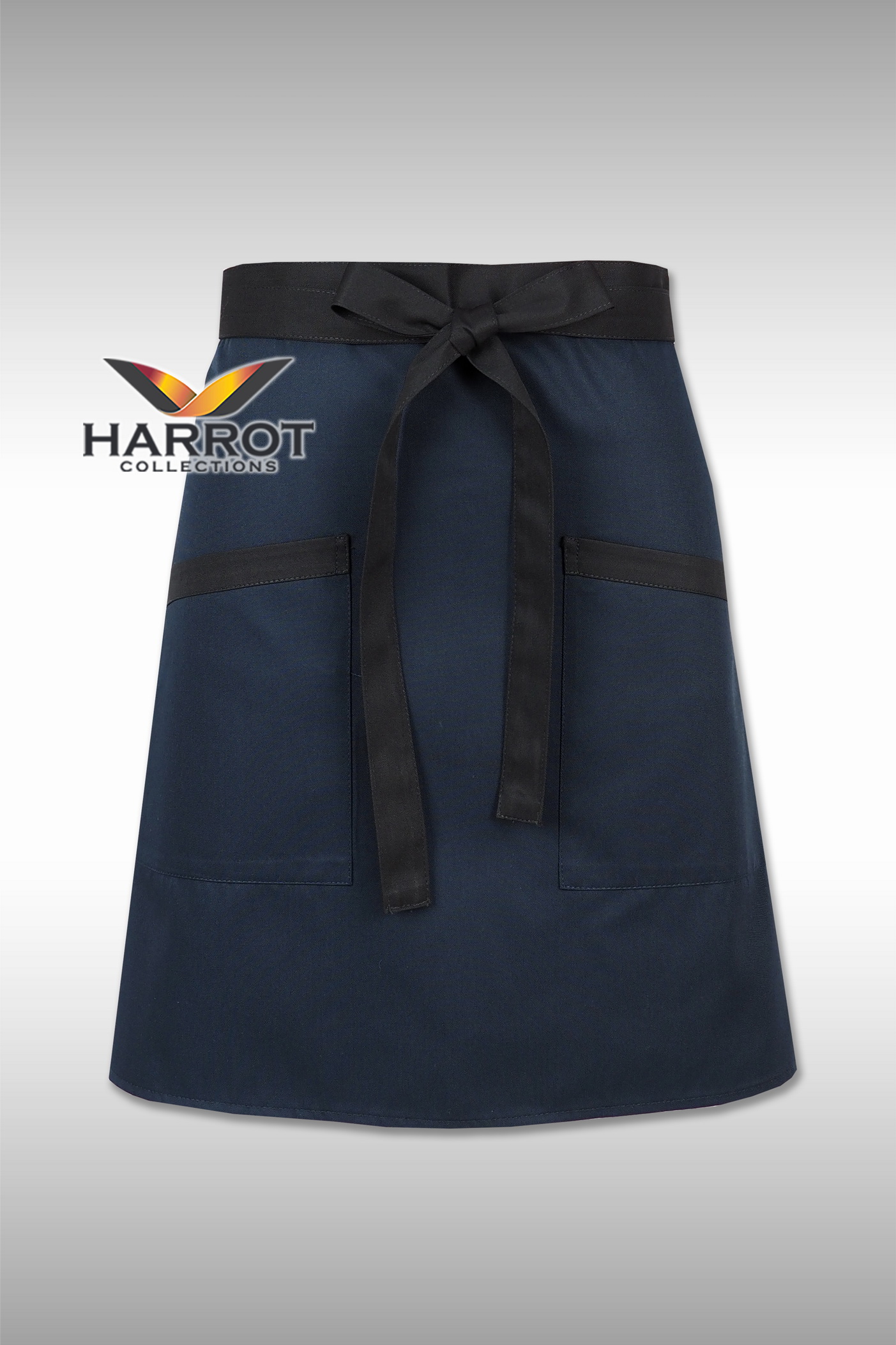 Dark Blue Half Short Apron (Black Long Tie)