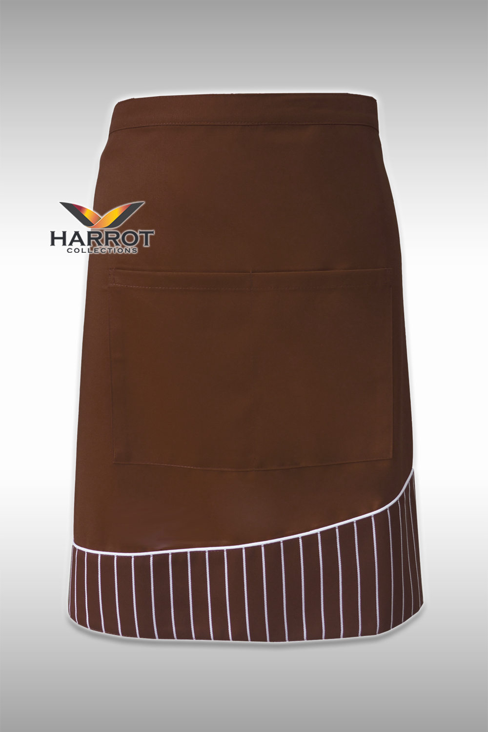 ผ้ากันเปื้อน ผ้ากันเปื้อนเชฟ ผ้ากันเปื้อนพ่อครัว ผ้ากันเปื้อนกุ๊ก ผ้ากันเปื้อนเสิร์ฟ ครึ่งสั้น สีน้ำตาล แต่งลายลาครัวน้ำตาล (FSA0154)