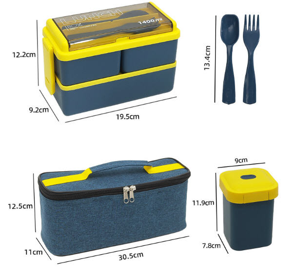 ชุดกล่องข้าวพลาสติก+ถ้วยซุป+กระเป๋าเก็บอุณหภูมิ,ชุดกล่องข้าว2ชั้น,กล่องใส่อาหาร,กล่องข้าวไมโครเวฟ