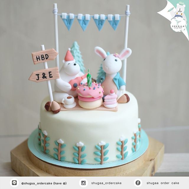 เค้กการ์ตูน หมีกับกระต่าย - Bear and Rabbit Cake ...
