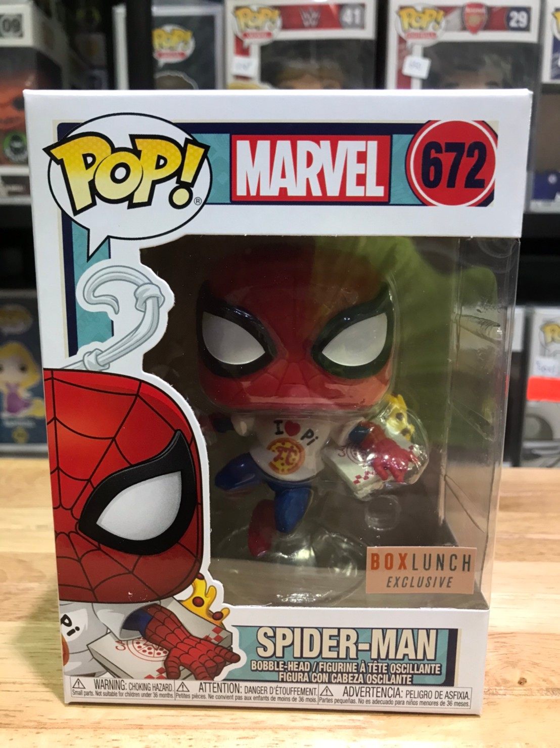 spiderman with pizza funko pop