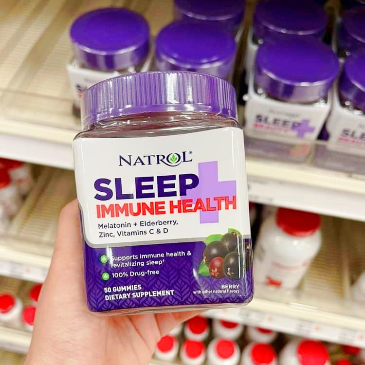 Natrol Sleep lmmune Health Melatonin+ElderBerry, Zinc, Vitamins C & D 50 Gummies