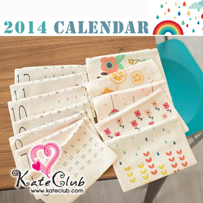 SALE - (เหลือ 2 บล็อค) ผ้าบล็อคคอตตอนผสมลินิน - ลาย Calendar 2014 (1 บล็อคขนาด 90x142cm)