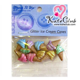 กระดุม Glitter Ice Cream Cones