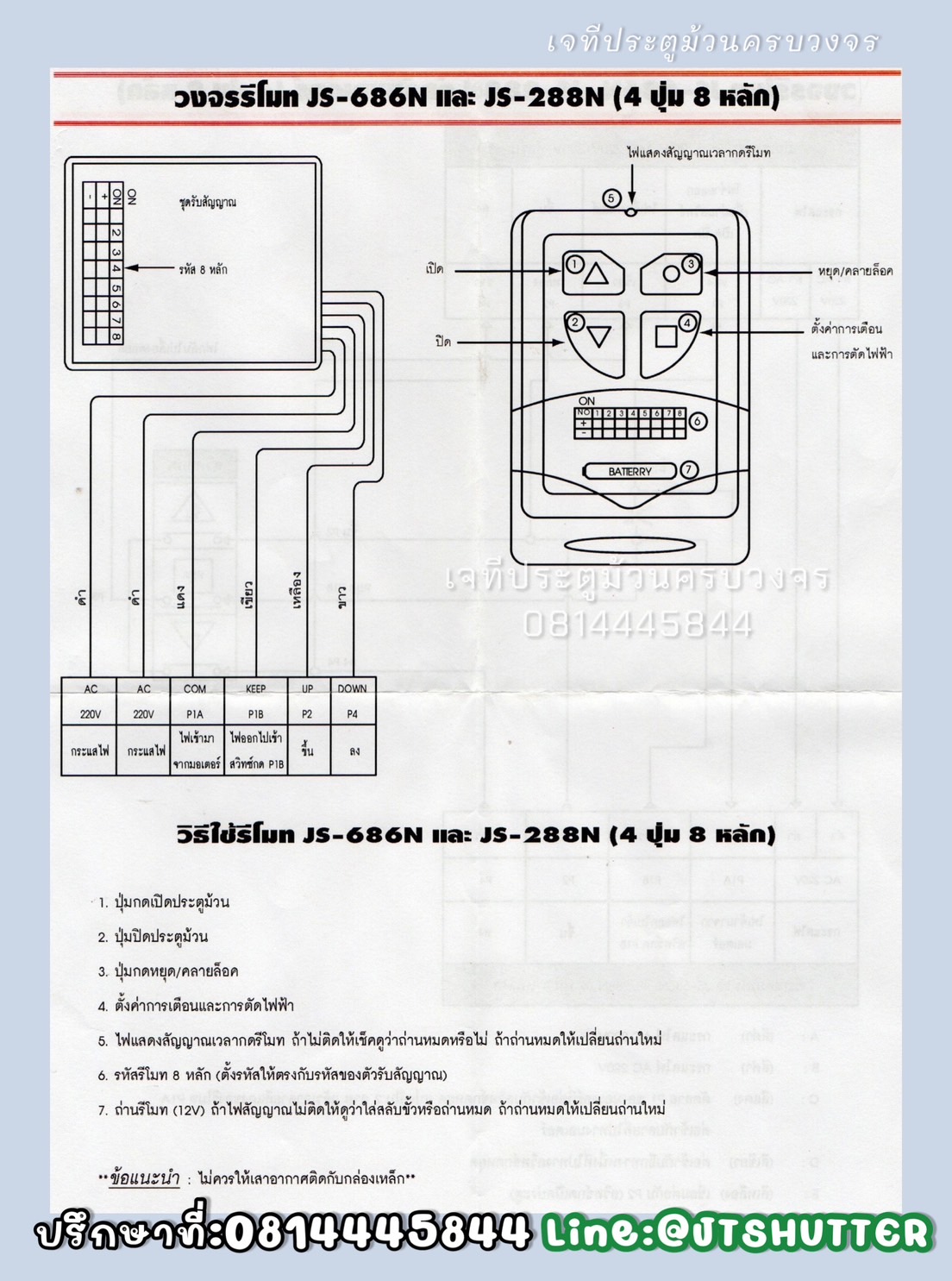 รีโมทมอเตอร์ประตูม้วน รีโมทมอเตอร์ประตูม้วน