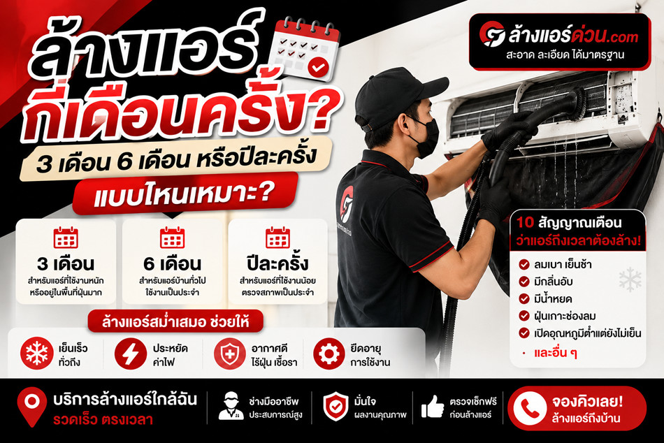 ล้างแอร์กี่เดือนครั้ง? 3 เดือน 6 เดือน หรือปีละครั้งดี