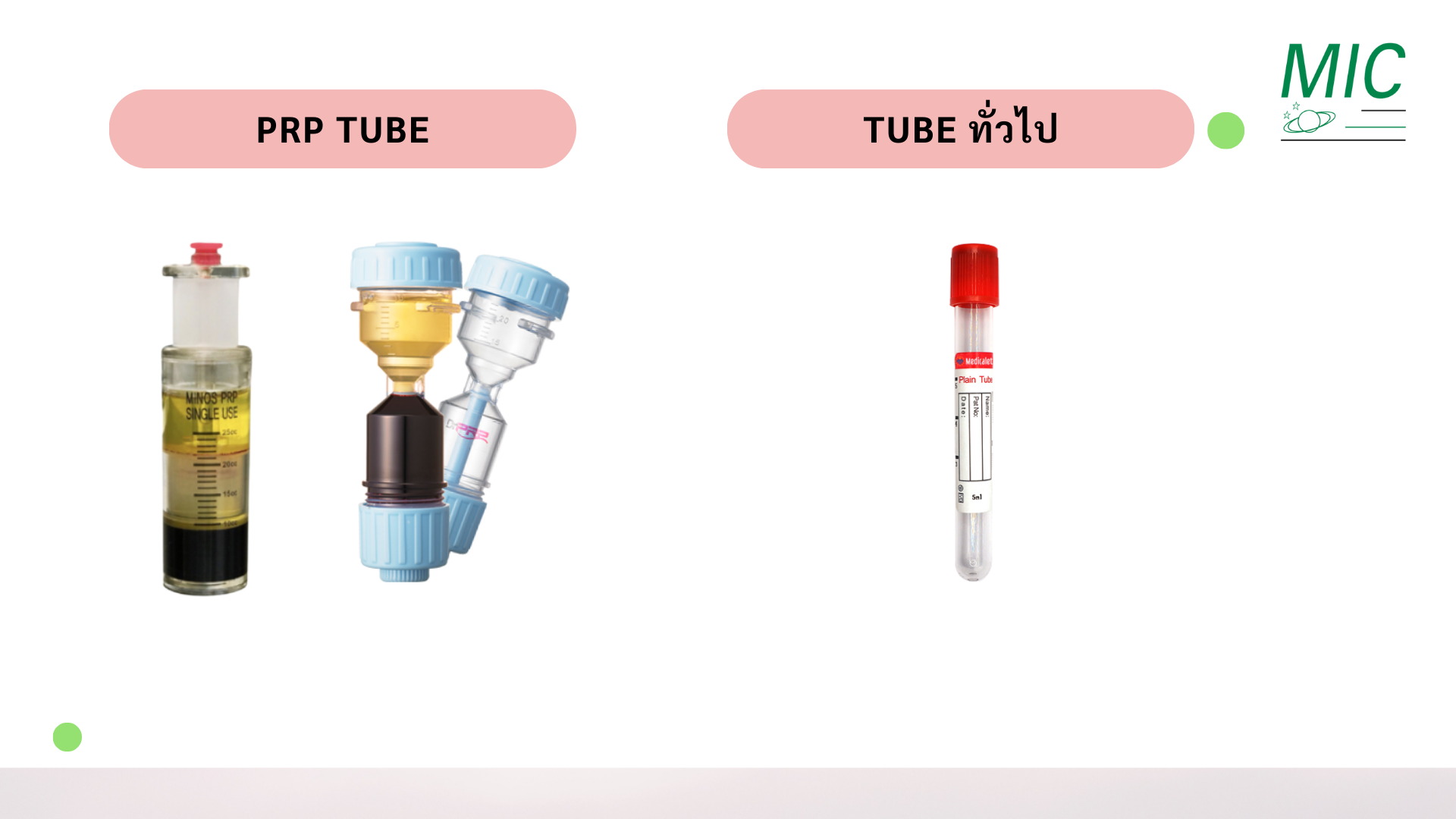 PRP Tube เทัยบกับหลอดเลือด