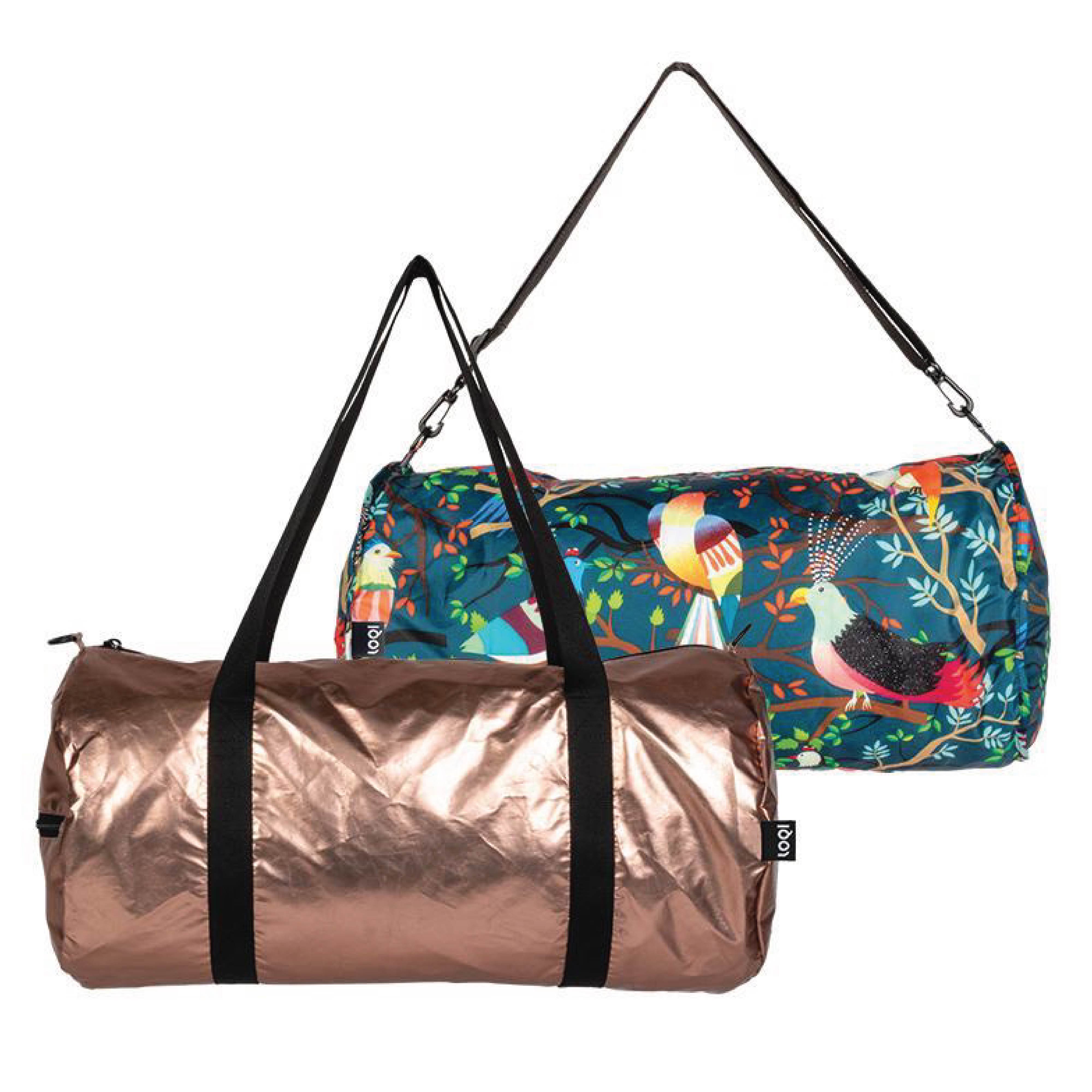 กระเป๋าผ้าเดินทางLOQI ใช้ได้2ด้านกันน้ำMETALLIC Matt Rose Gold Weekender