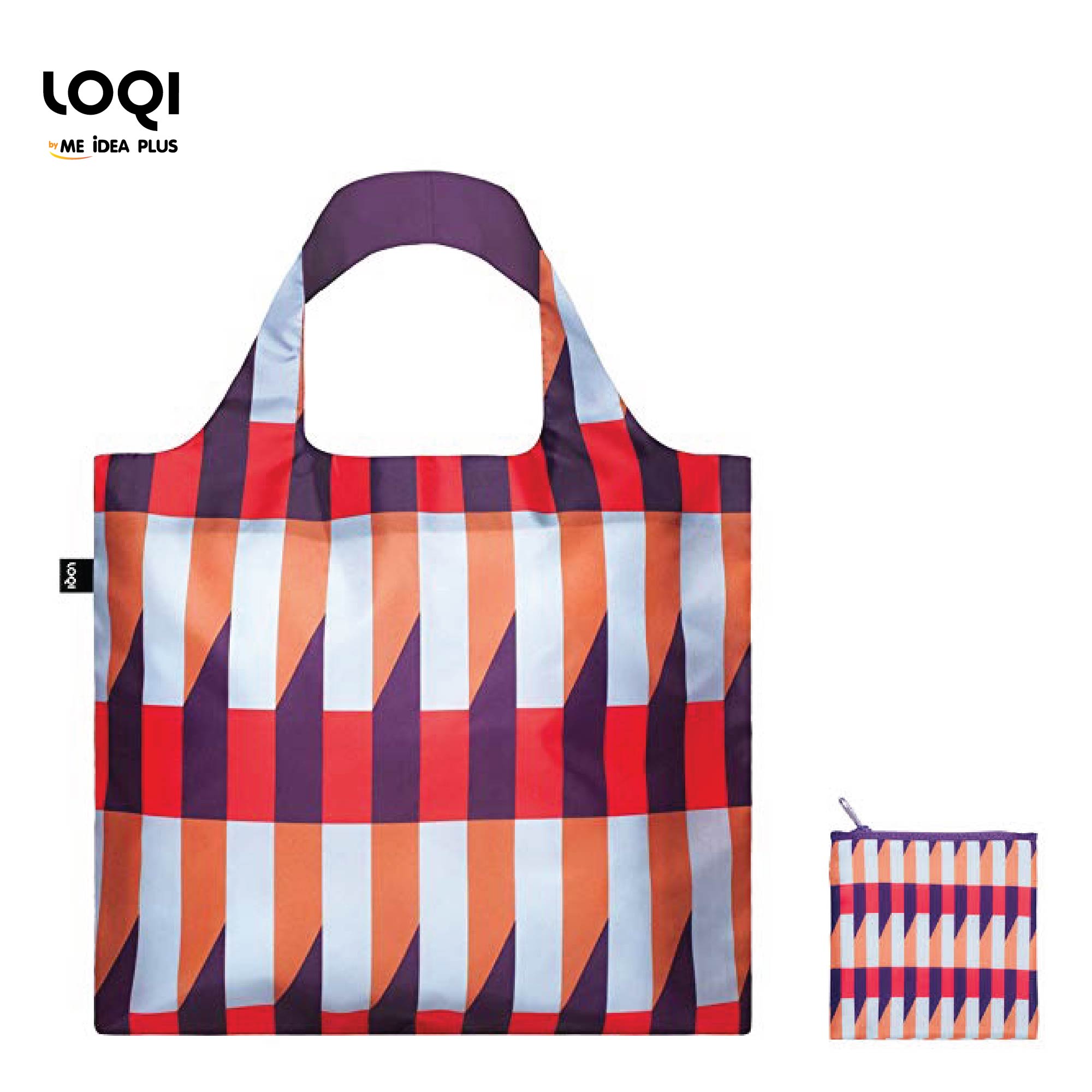 กระเป๋าผ้าแฟชั่นแบรนด์LOQI รุ่น Geometric Stripes ใบใหญ่1ใบ+ใบเล็ก1ใบ
