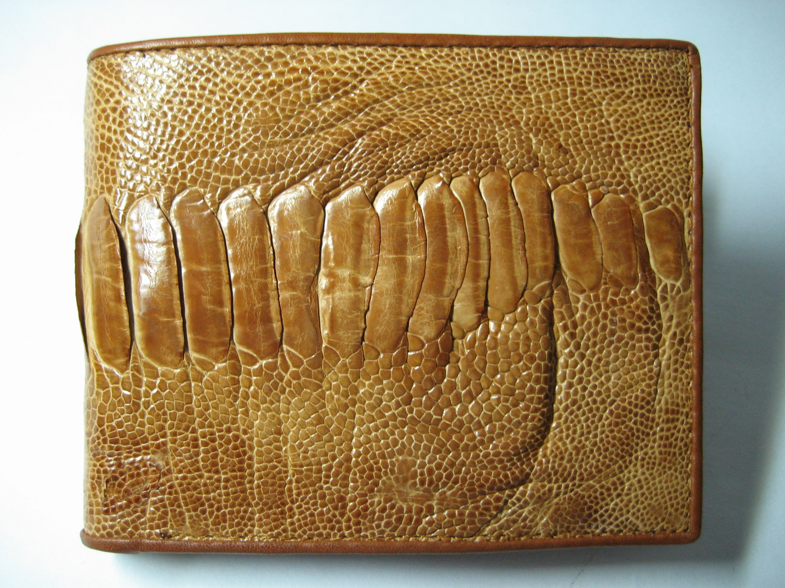 Genuine Leg Ostrich Leather Wallet in Light Brown Ostrich Skin  #OSM608W