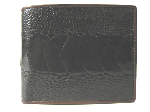 Genuine Leg Ostrich Leather Wallet in Black Ostrich Skin  #OSM612W
