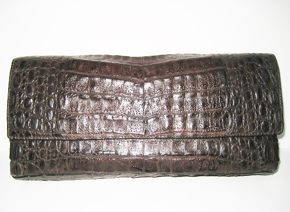 Genuine Belly Caiman Leather Clutch Bag in Chocolate Brown #CRW312H-BR