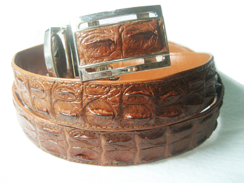 Men Genuine Crocodile Belt in Light Brown (tan) Crocodile Leather  #CRM638B-08