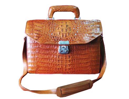 Genuine Crocodile Leather Briefcase in Light Brown(Tan) Crocodile Skin  #CRM427BR
