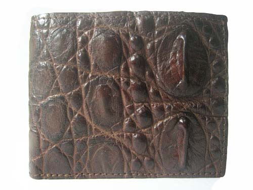 Genuine Tail Crocodile Leather Wallet in Dark Brown Crocodile Leather #CRM449W