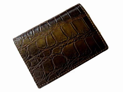 Genuine Belly Crocodile Leather Credit Card Wallet in Chocolate Brown Crocodile Skin  #CRM454W-02