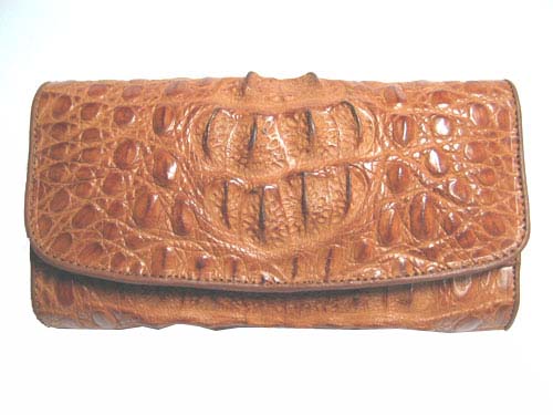 Ladies Crocodile Leather Clutch Wallet in Light Brown (Tan) Crocodile Skin  #CRW466W-06