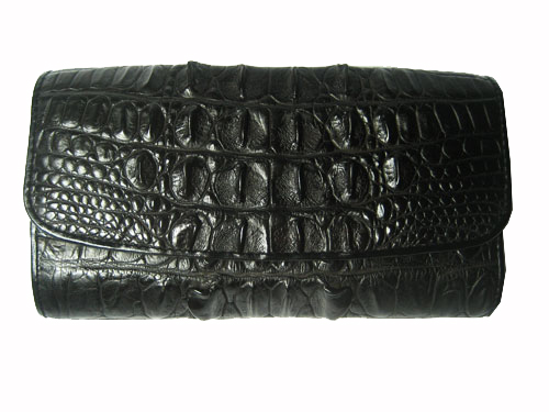 Ladies Crocodile Leather Clutch Wallet in Black Crocodile Skin  #CRW467W-02
