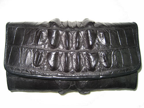 Ladies Tail Crocodile Leather Clutch Wallet in Black Crocodile Skin #CRW467W-06