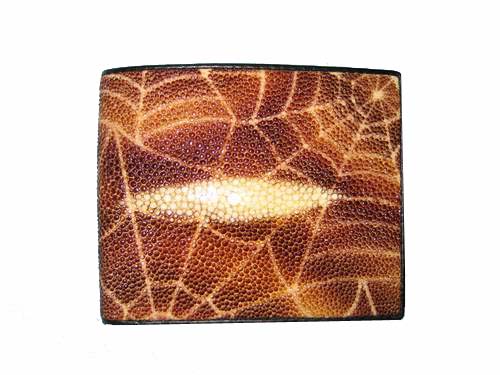 Genuine Stingray Leather Wallet in Brown Spider Design Stingray Skin  #STW477W-01