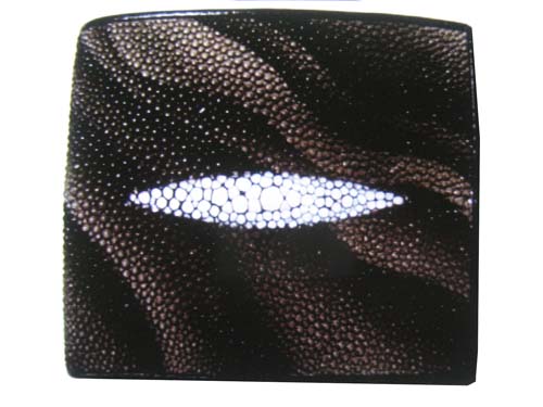 Genuine Stingray Leather Wallet in Grey Wave Design #STW484W