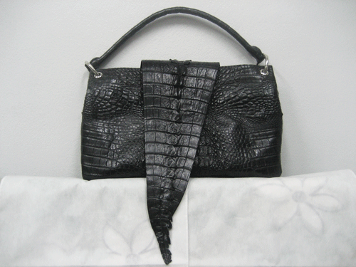Genuine Crocodile Handbag/Shoulde Bag in Black Crocodile Leather #CRW215H-BL