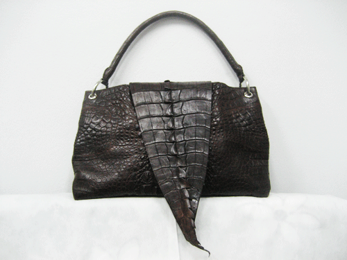 Genuine Crocodile Handbag/Shoulde Bag in Chocolate Brown Crocodile Leather #CRW215H-BR