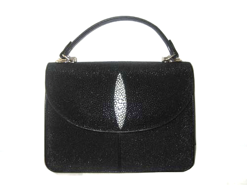 Genuine Stingray Leather Handbag in Black Stingray Skin  #STW385H